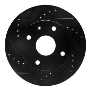 Chevrolet Optra Brake Rotor (1) - Front Left - R1 Concepts - Drilled & Slotted - Black - `04-`10